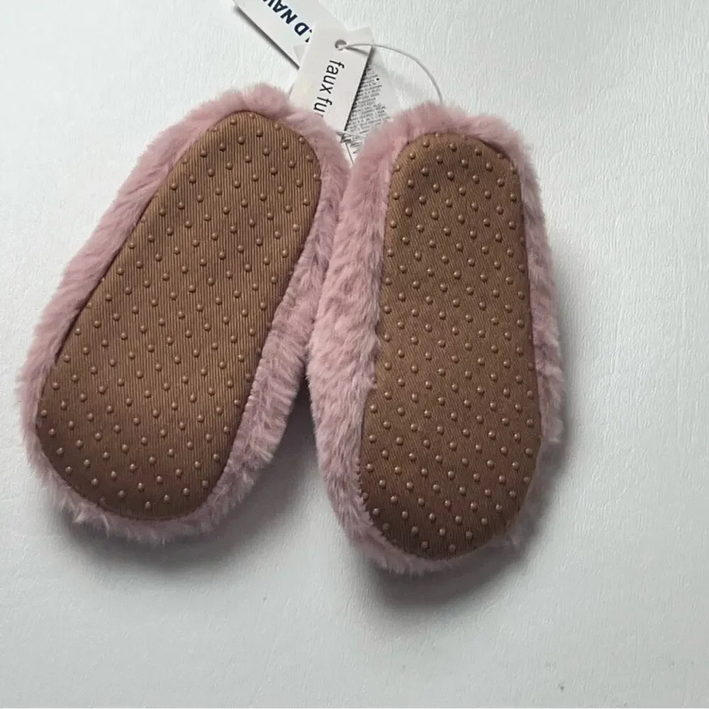 Old Navy Baby Girl Pink Plush Mary Jane Shoes Sz 6-12 M